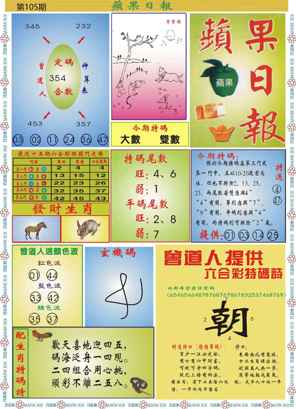 六合彩105期青苹果日报