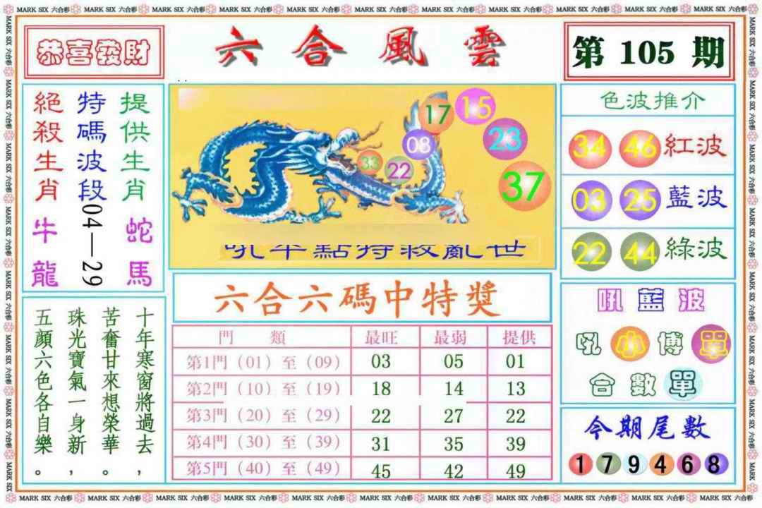 六合彩105期六合风云《另版》