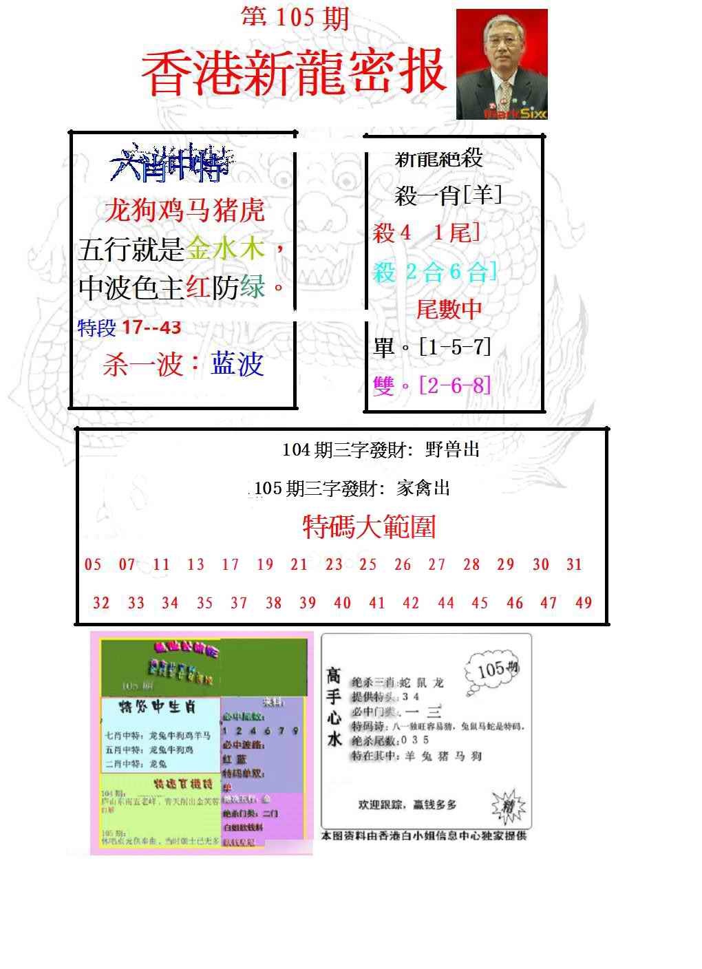 六合彩105期新龙密报