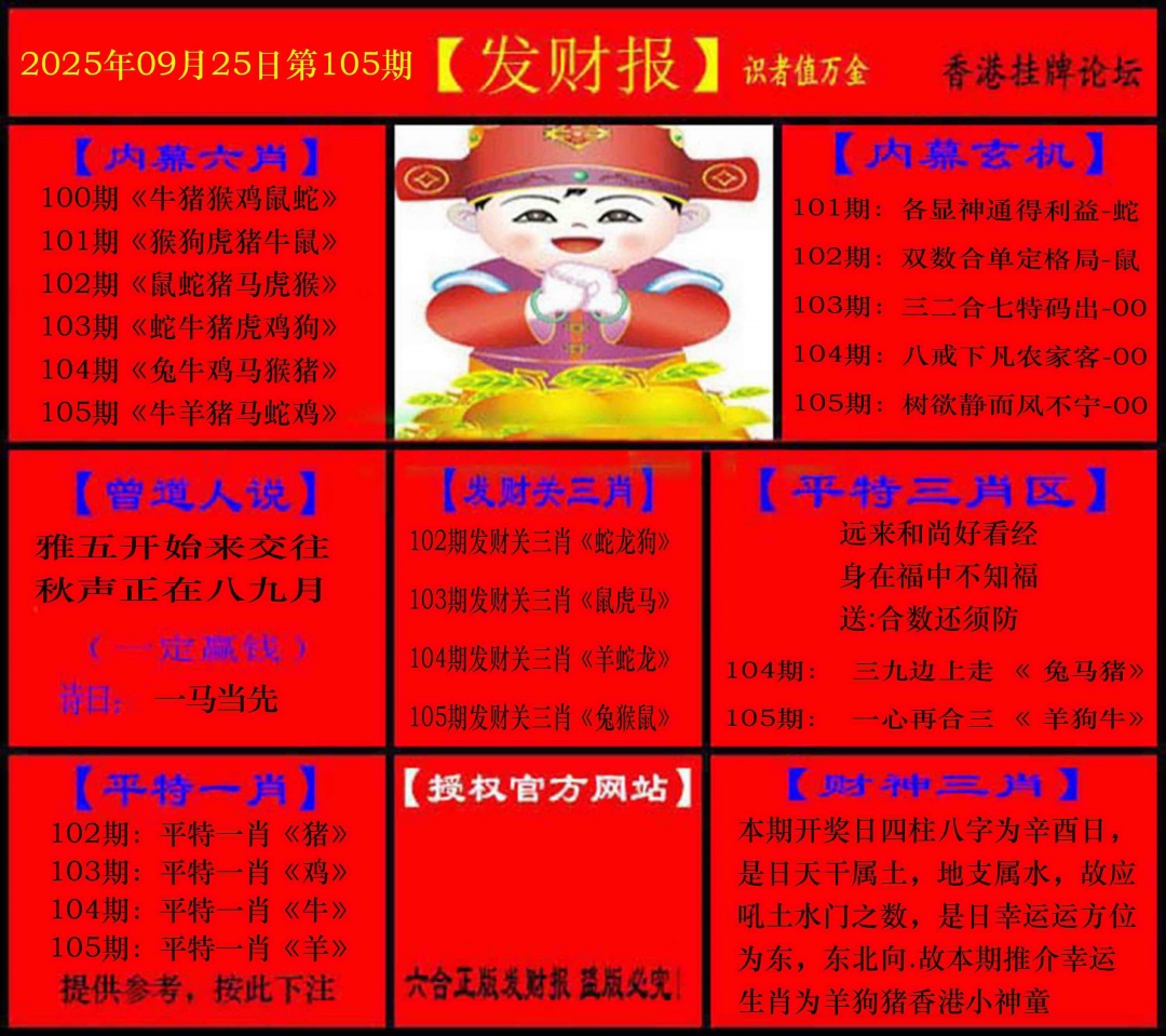 六合彩105期发财报