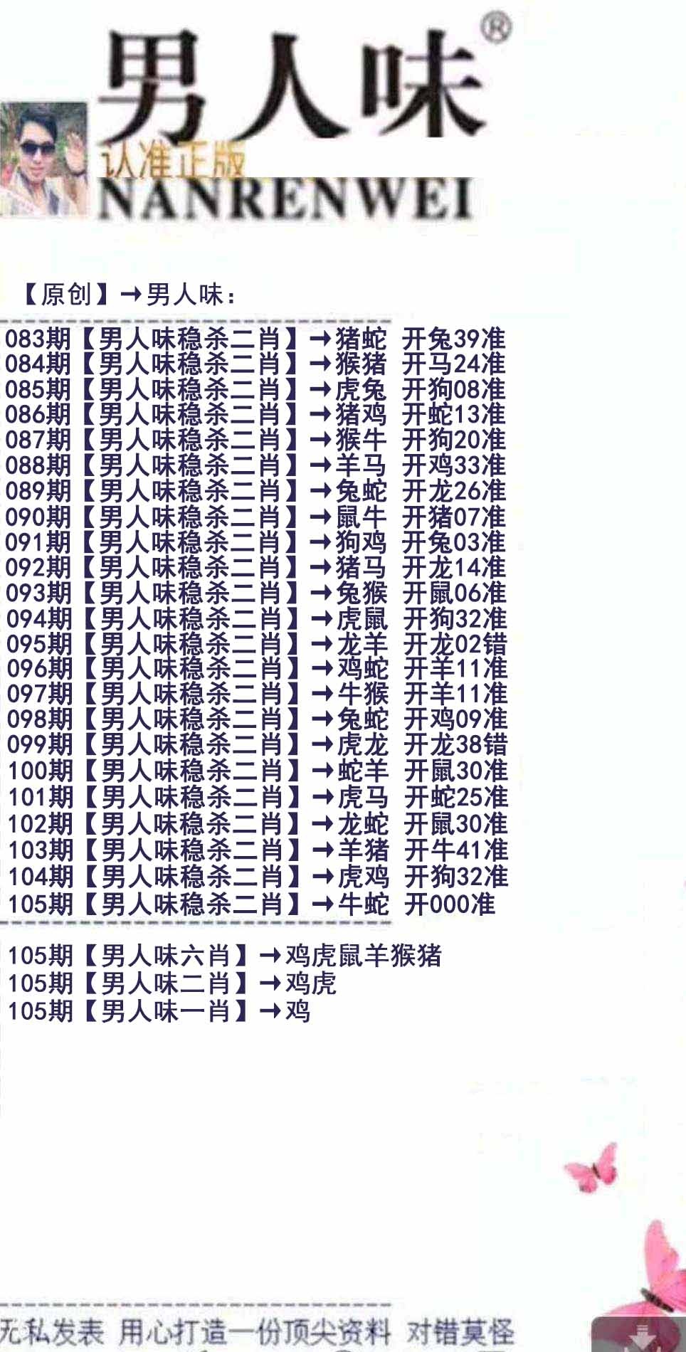 六合彩105期男人味