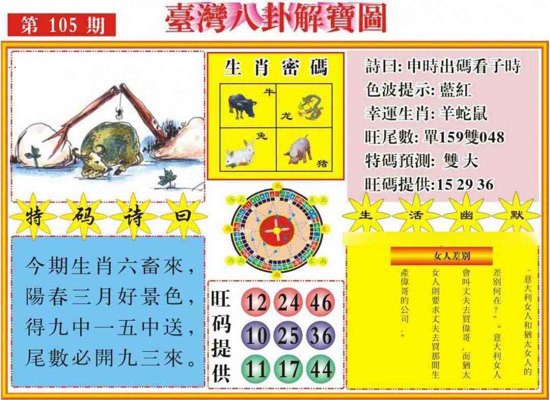 六合彩105期台湾八卦解宝图