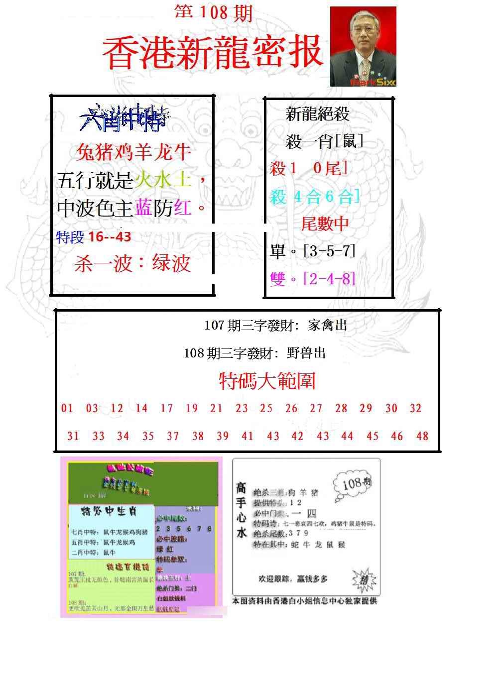 六合彩108期新龙密报
