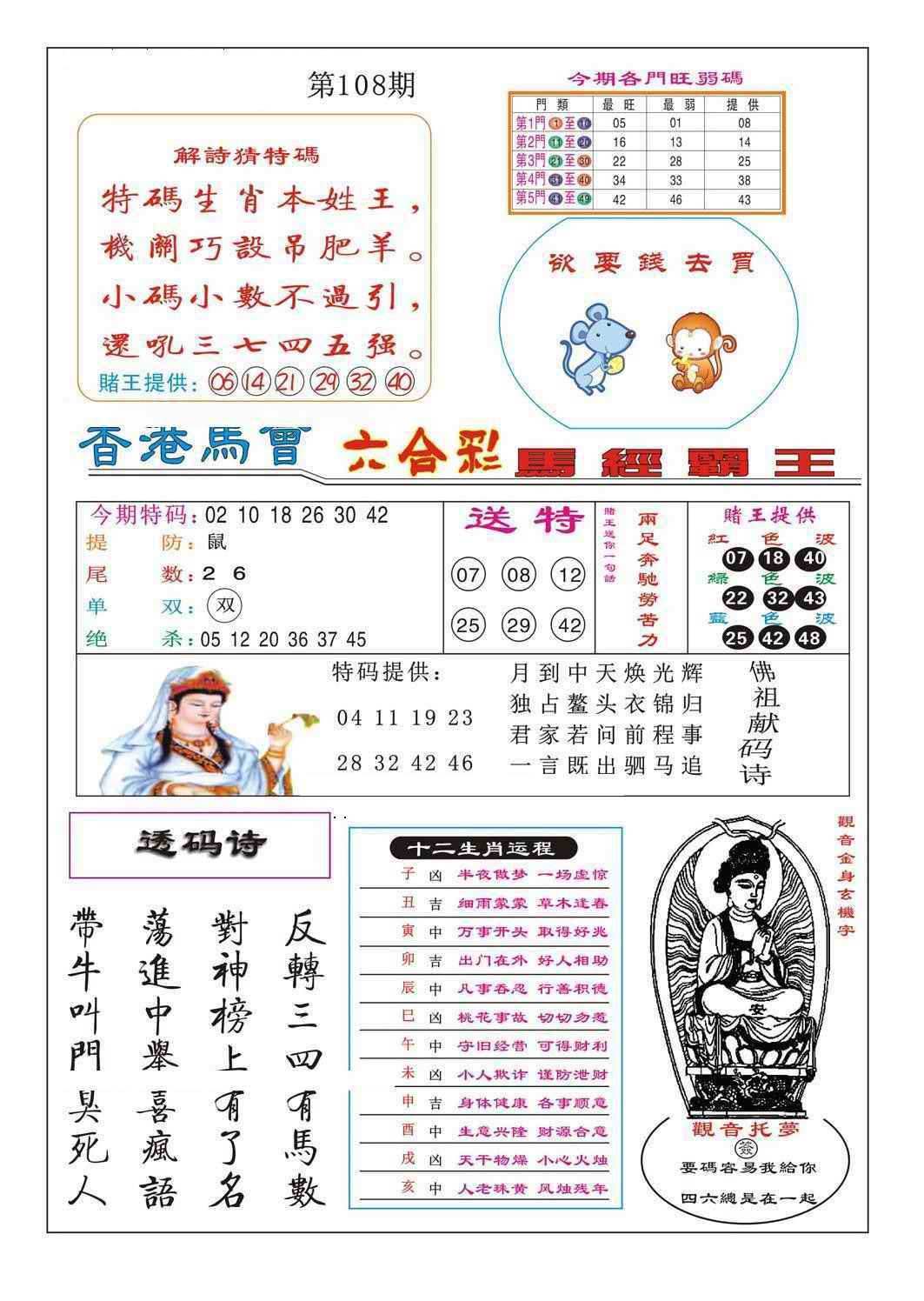六合彩108期马经霸王
