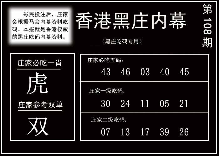 六合彩108期香港黑庄内幕
