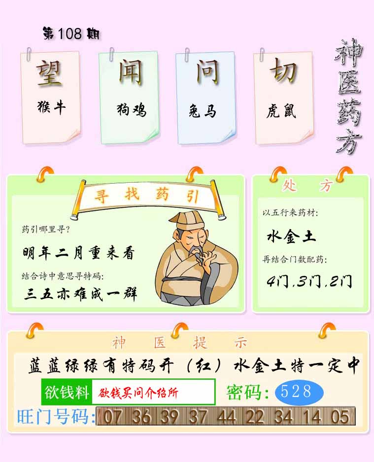 六合彩108期神医药方
