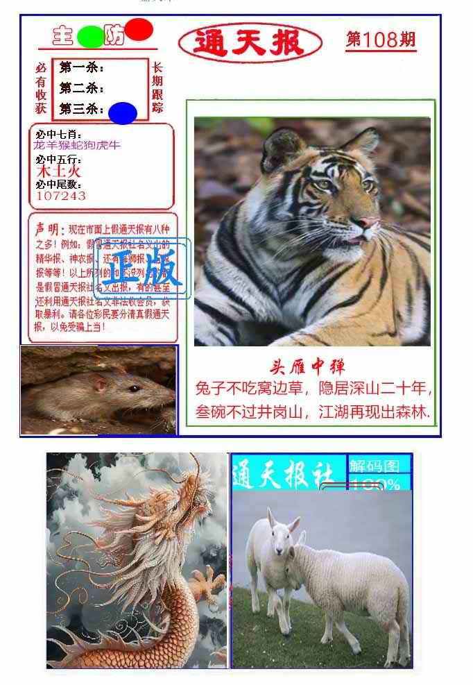 六合彩108期通天杀波图1