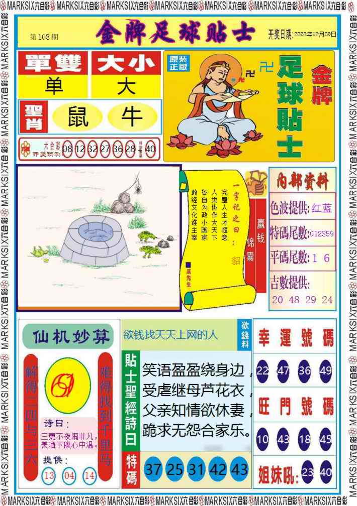 六合彩108期金牌足球贴士记录