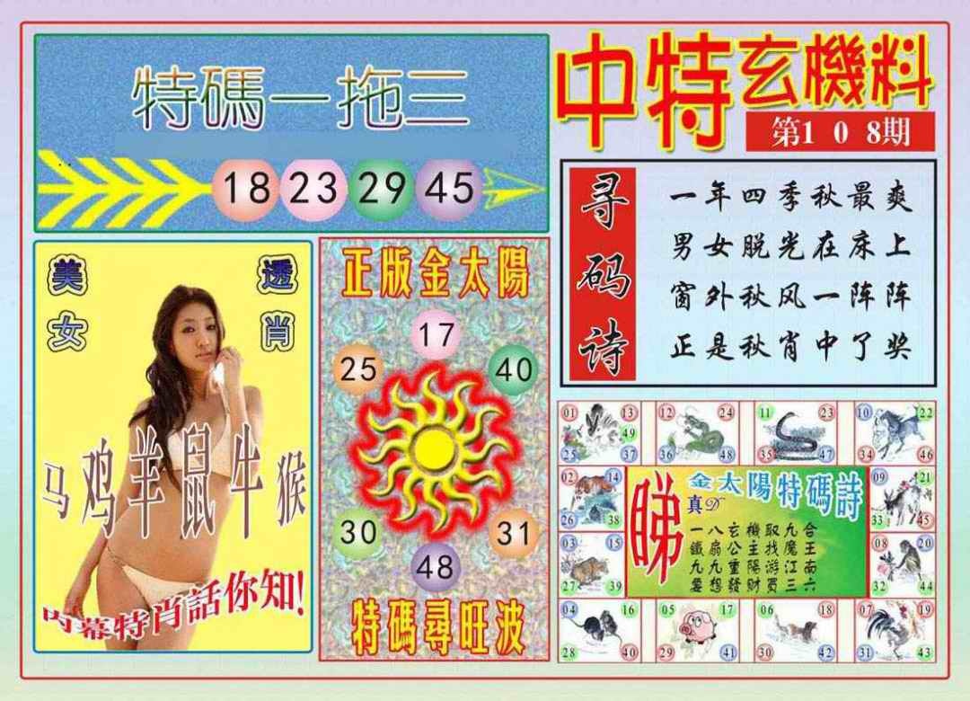 六合彩108期中特玄机料