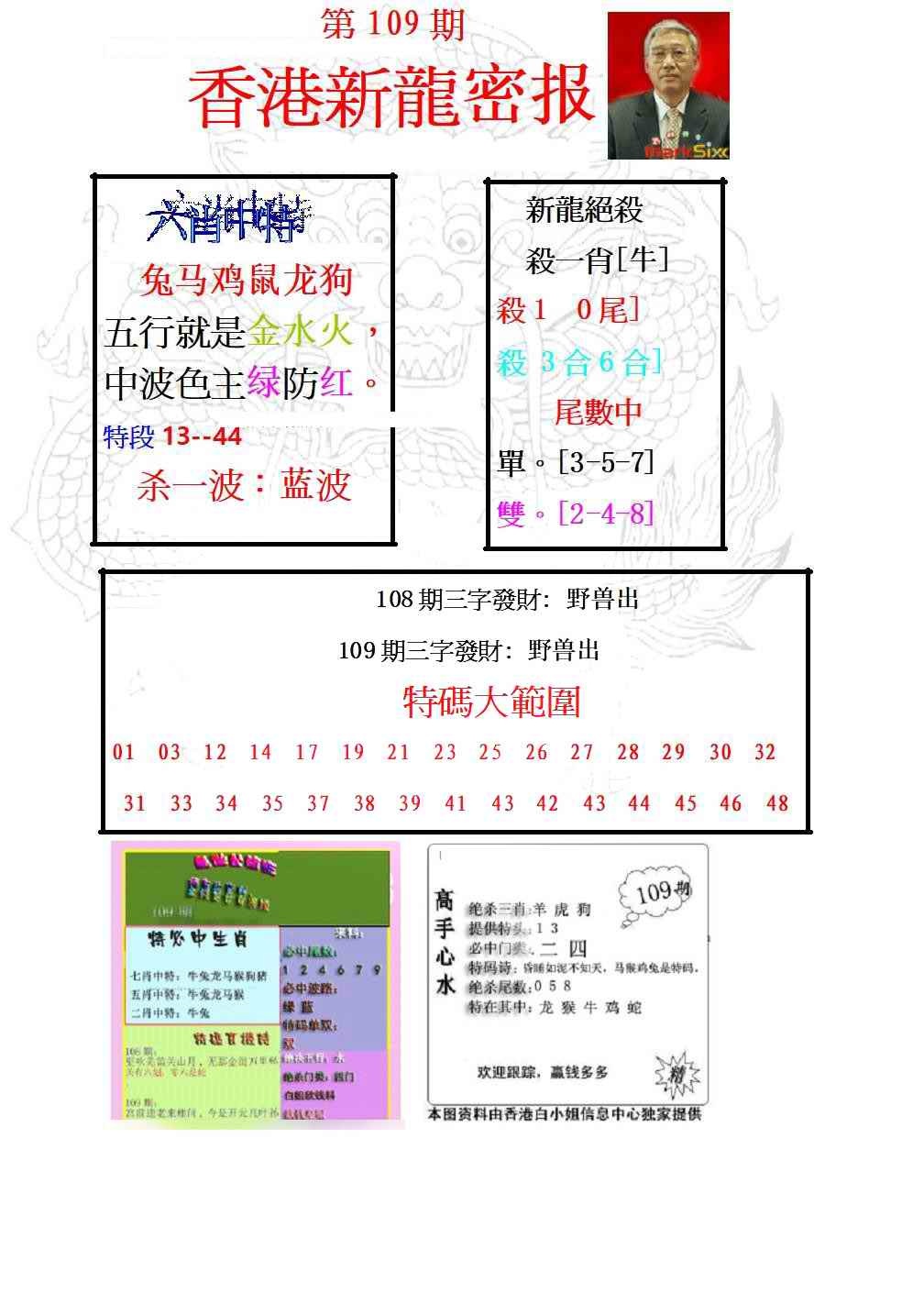 六合彩109期新龙密报