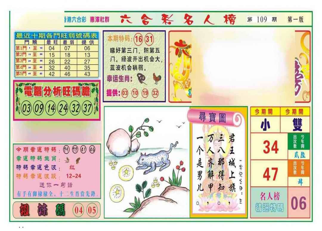 六合彩109期名人榜A(新图)