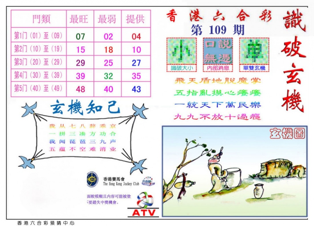 六合彩109期识破玄机