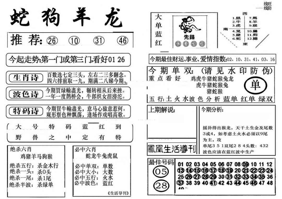 六合彩109期生活快报(新料)