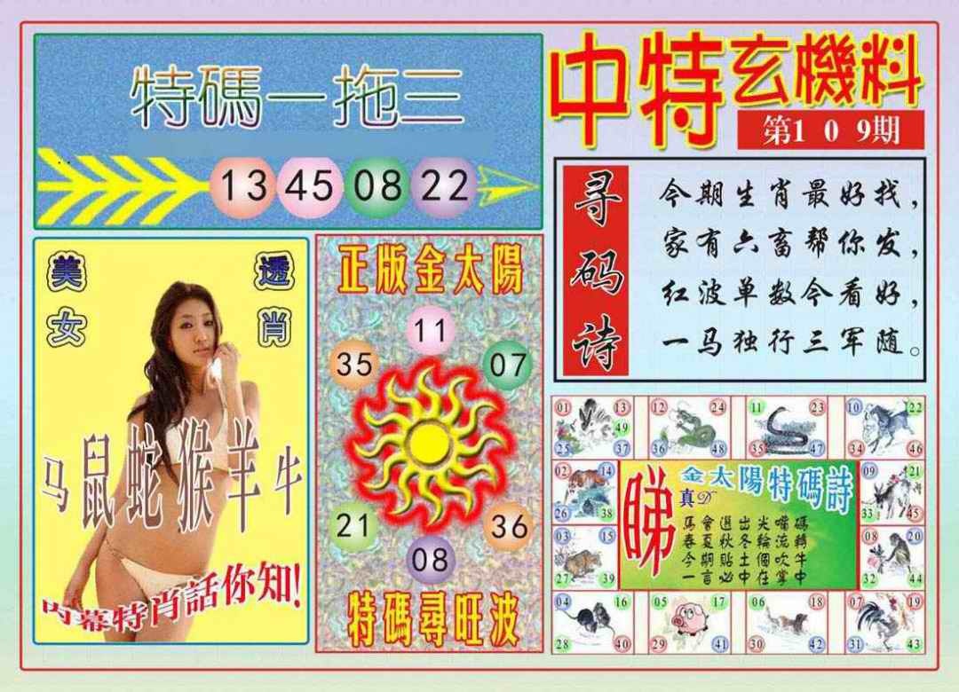 六合彩109期中特玄机料