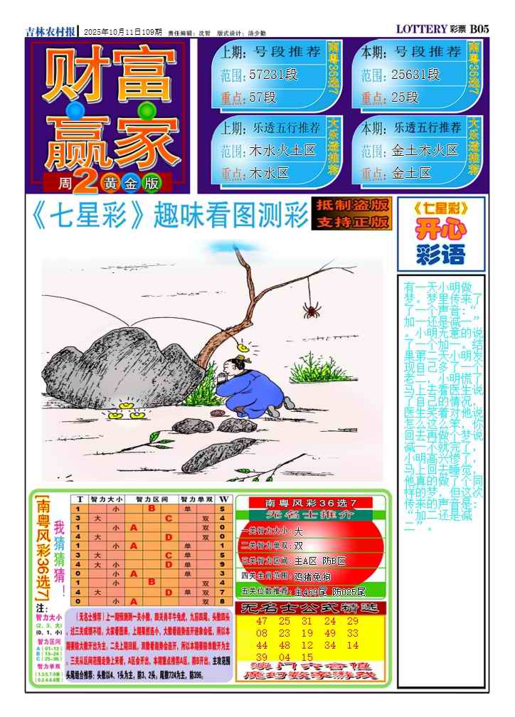 六合彩109期七星彩图(高清)A