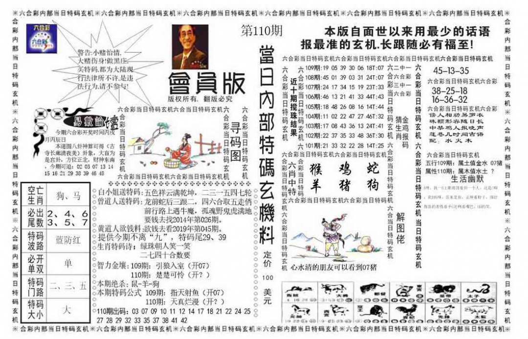 六合彩110期当日特码玄机报