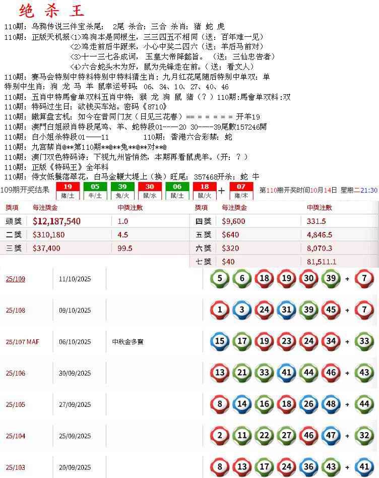 六合彩110期蓝天报B