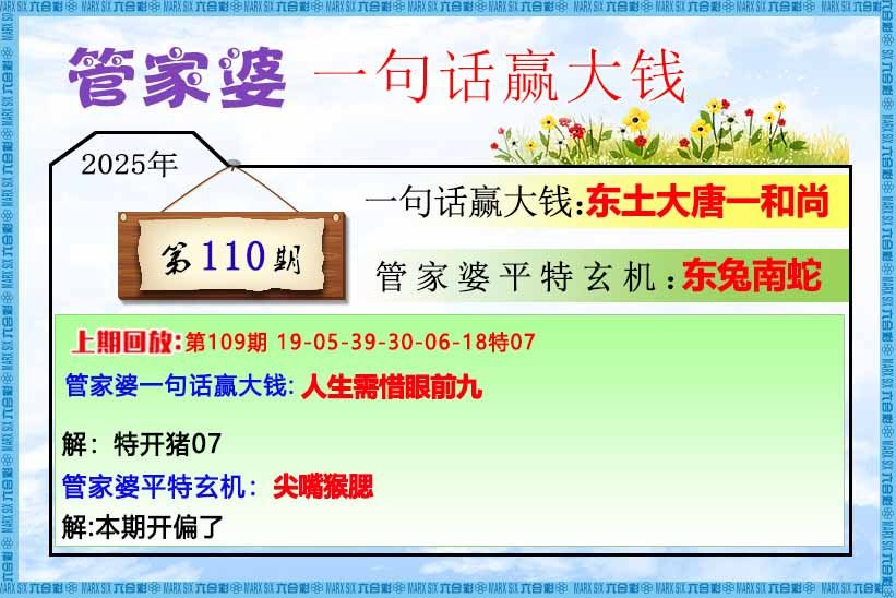 六合彩110期管家婆一句话赢大钱