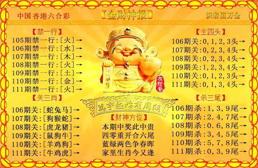 六合彩111期金财神