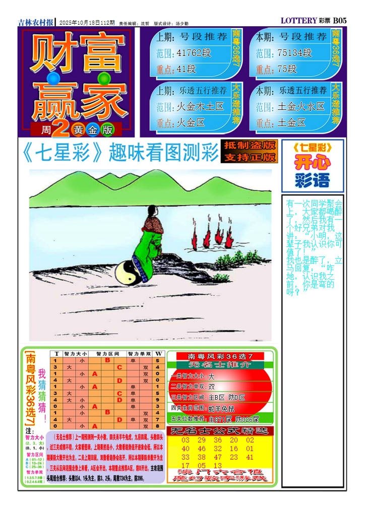 六合彩112期七星彩图(高清)A