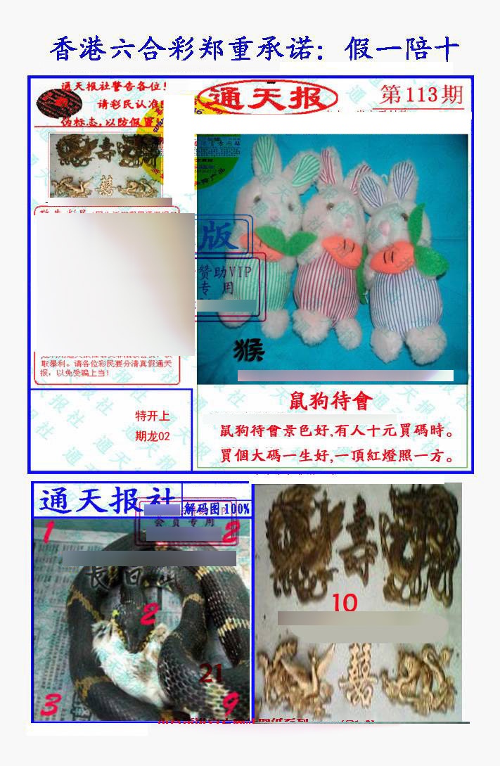 六合彩113期假一陪十通天报