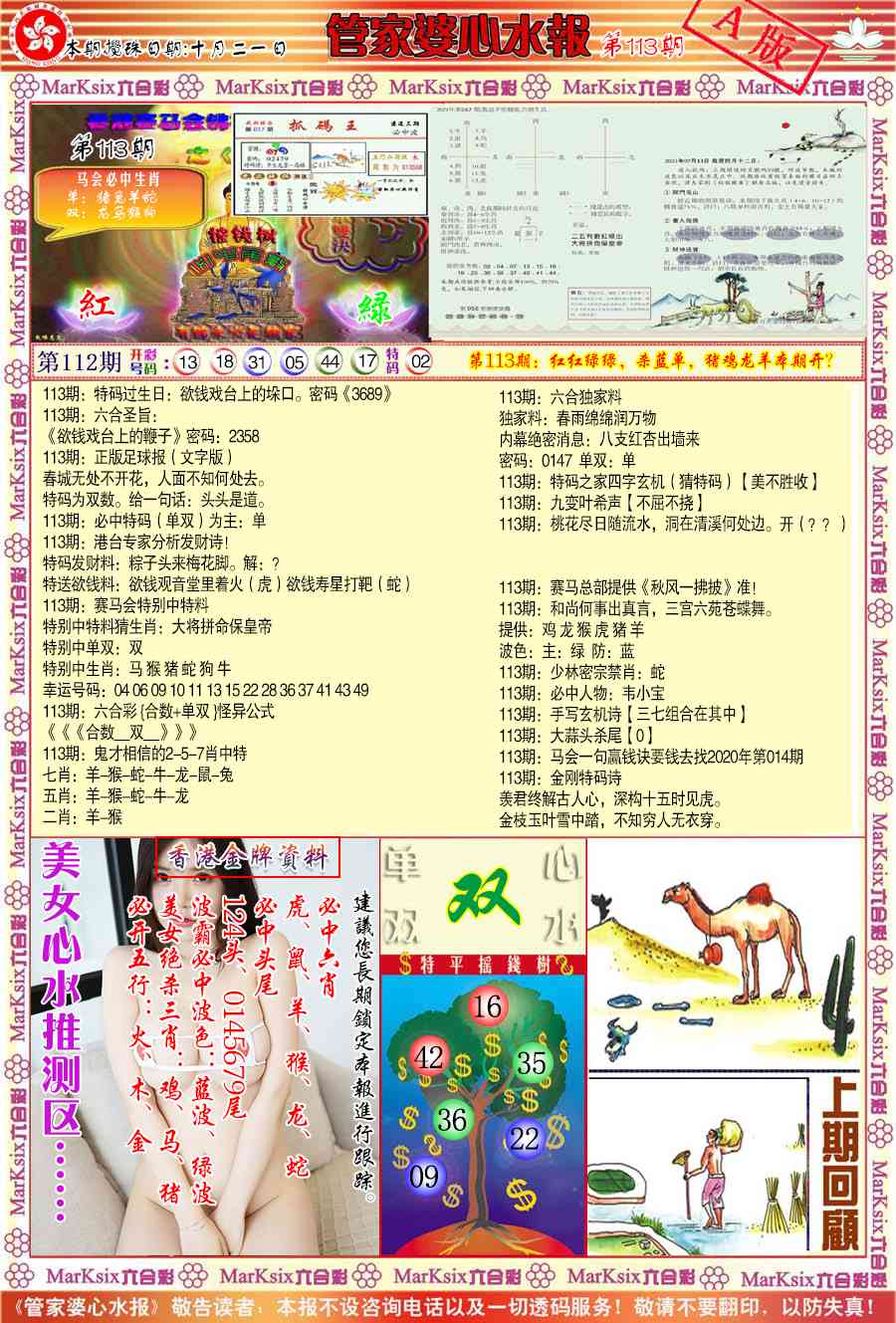 六合彩113期管家婆心水报A