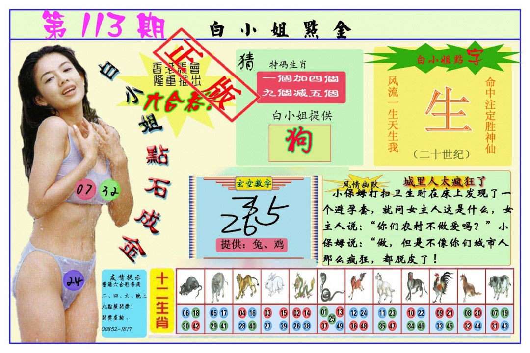 六合彩113期白小姐点金
