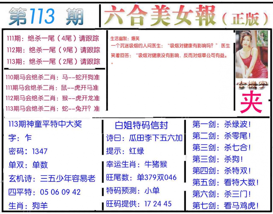 六合彩113期美女报