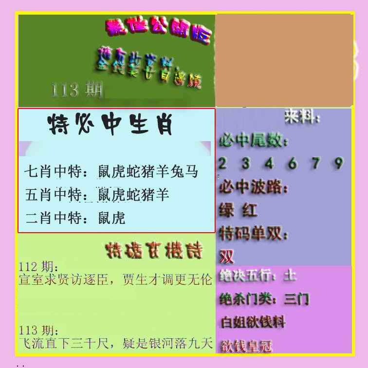 六合彩113期波肖门尾最佳公开版
