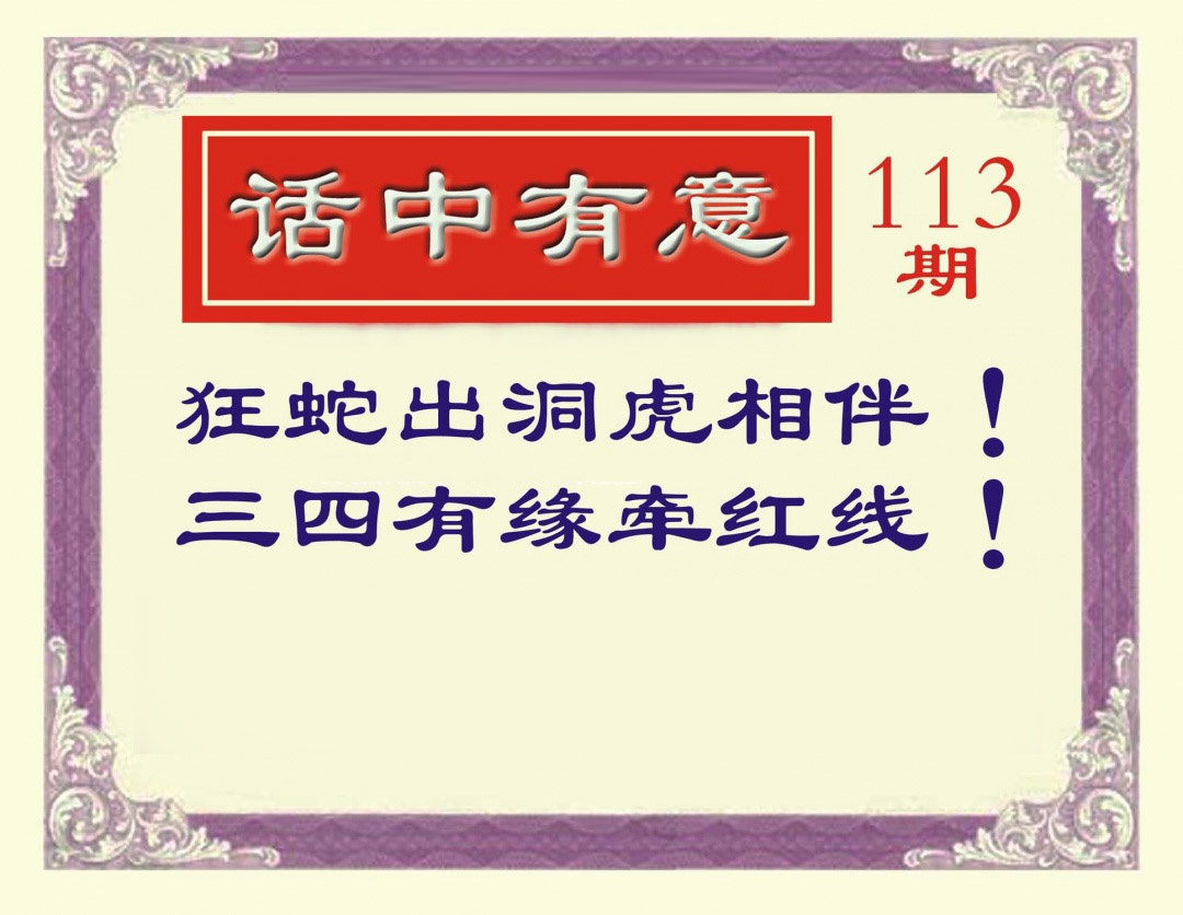 六合彩113期话中有意