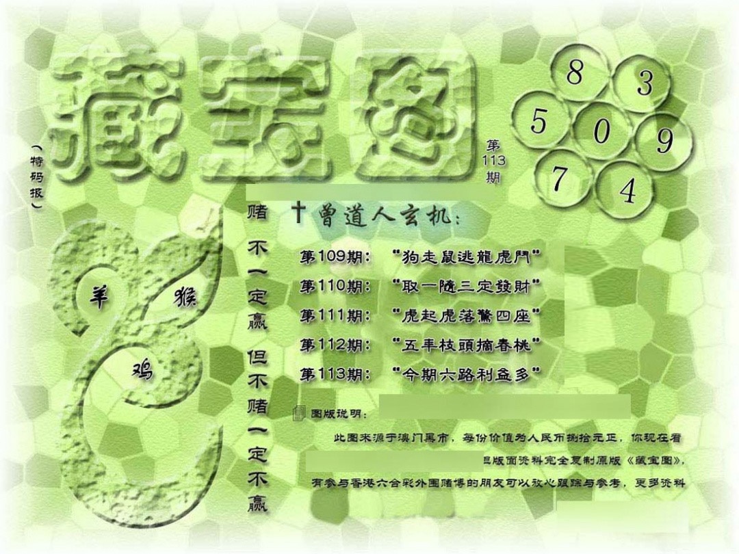 六合彩113期假新藏宝图