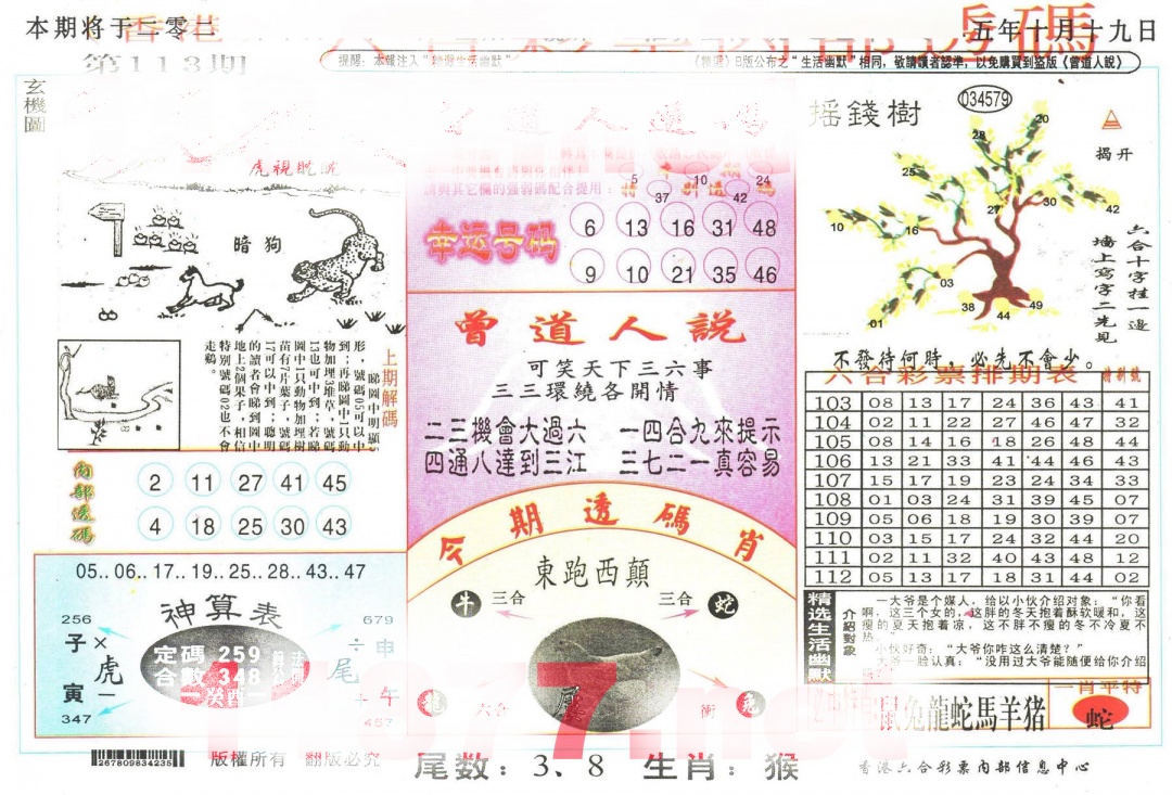 六合彩113期六合内部透码