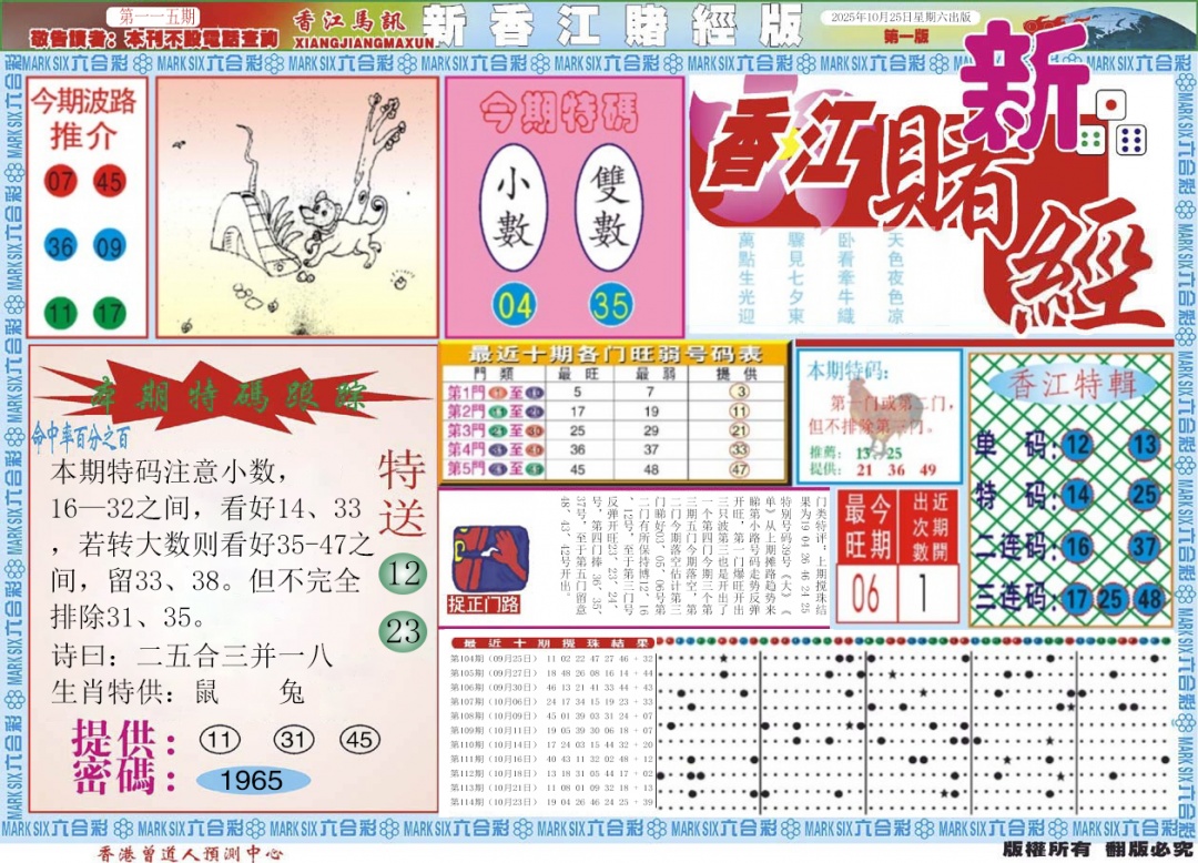 六合彩115期新香江赌经A