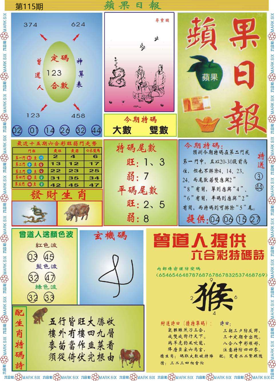 六合彩115期青苹果日报