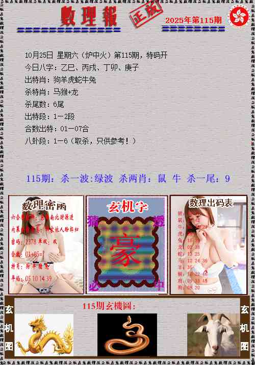 六合彩115期数理报