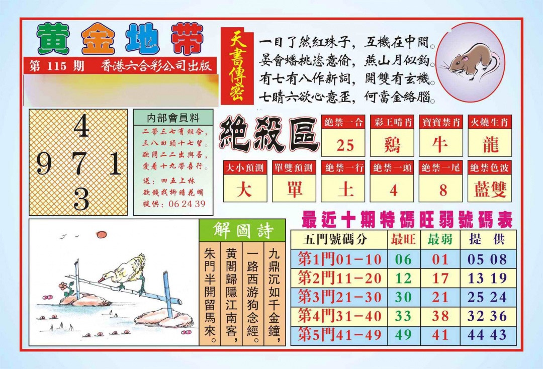 六合彩115期香港黄金地带(新图)