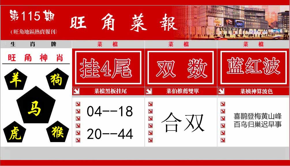 六合彩115期旺角菜报