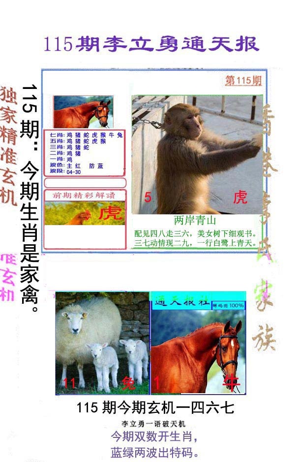 六合彩115期李立勇通天报