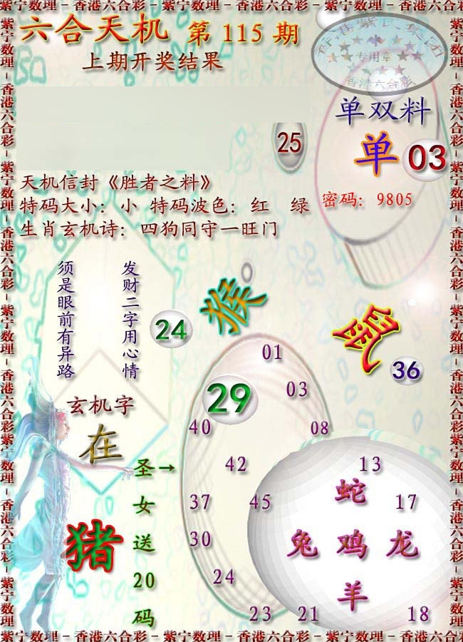 六合彩115期天机报