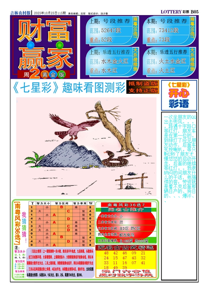 六合彩115期七星彩图(高清)A