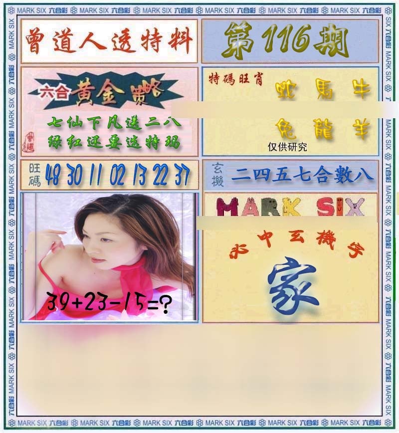 六合彩116期曾道人透马料