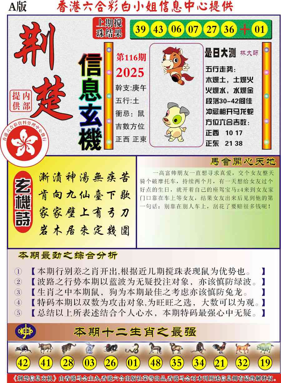 六合彩116期荆楚信息玄机A