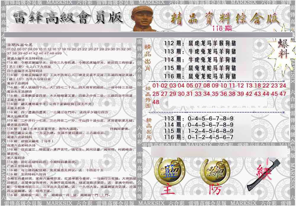 六合彩116期雷锋资料综合版
