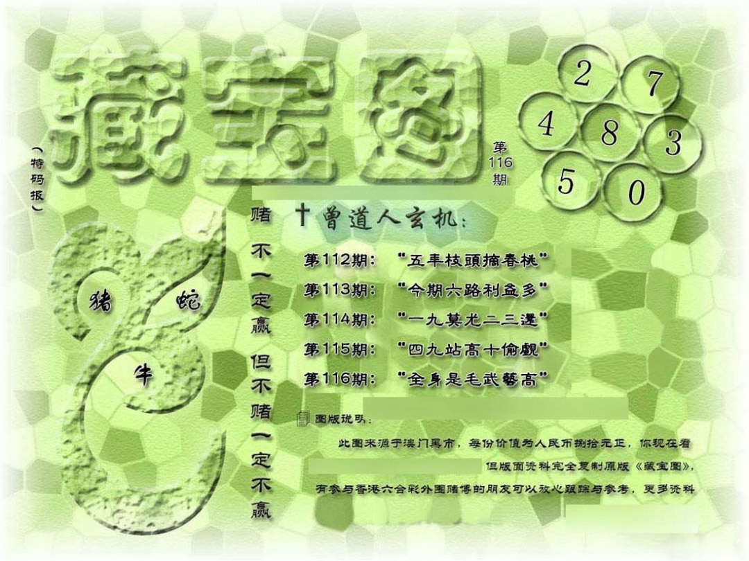 六合彩116期假新藏宝图