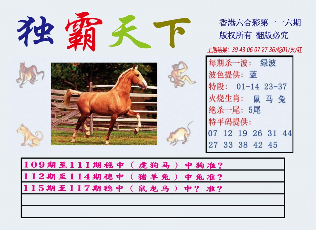 六合彩116期独霸天下