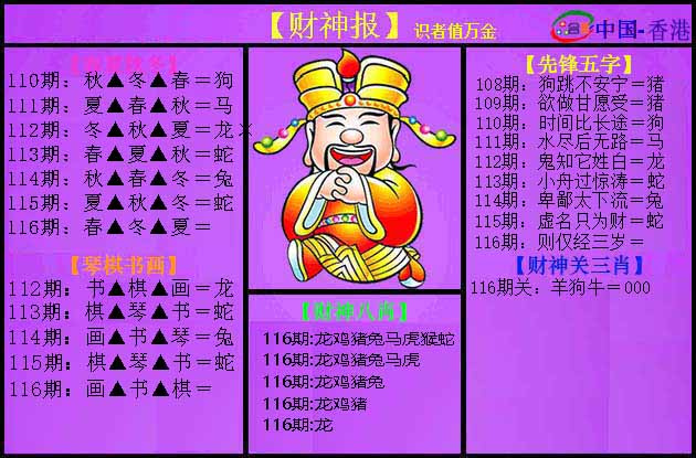 六合彩116期紫财神
