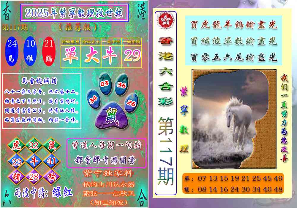 六合彩117期数理救世报