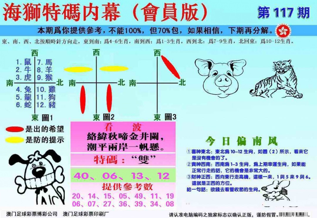 六合彩117期另版海狮特码内幕报