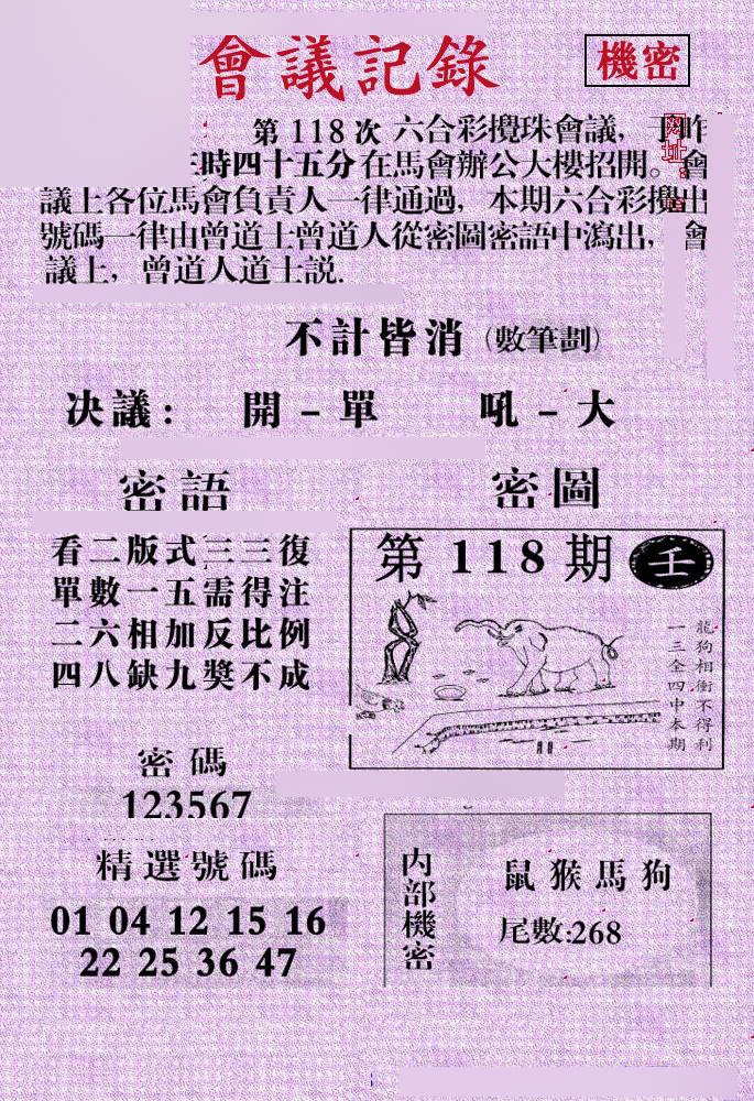 六合彩118期会议记录
