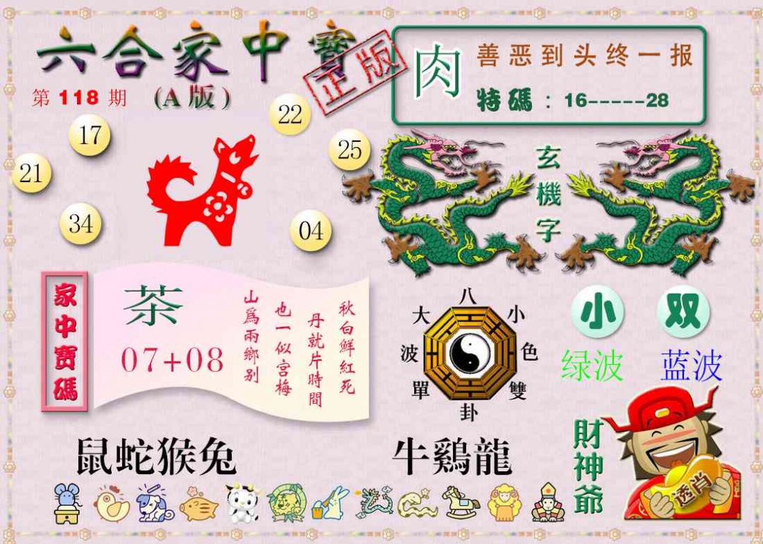 六合彩118期六合家中宝A